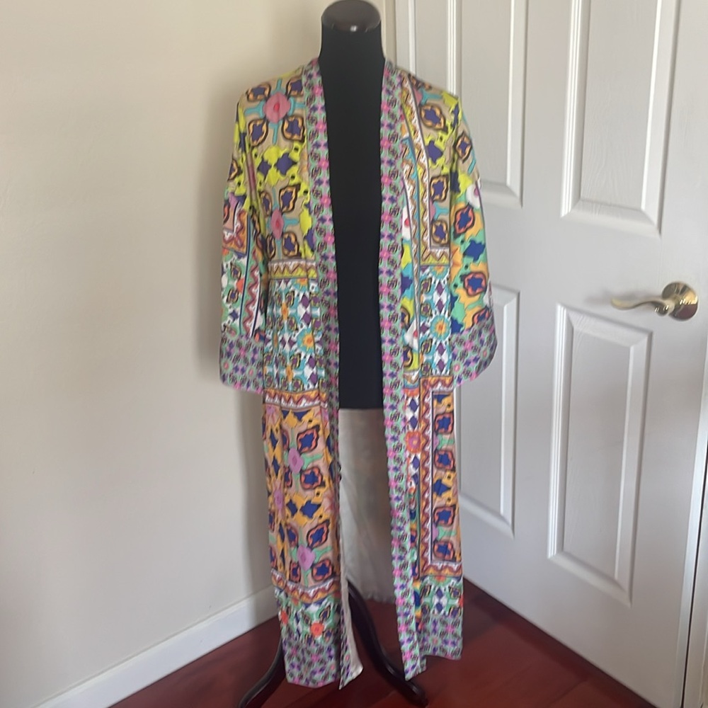 New ZARA satin kimono robe multicolor - Picture 16 of 17